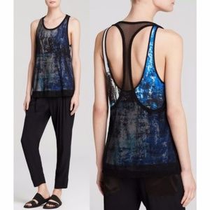Helmut Lang Blue Tryst Overlay Tank Top L NWT